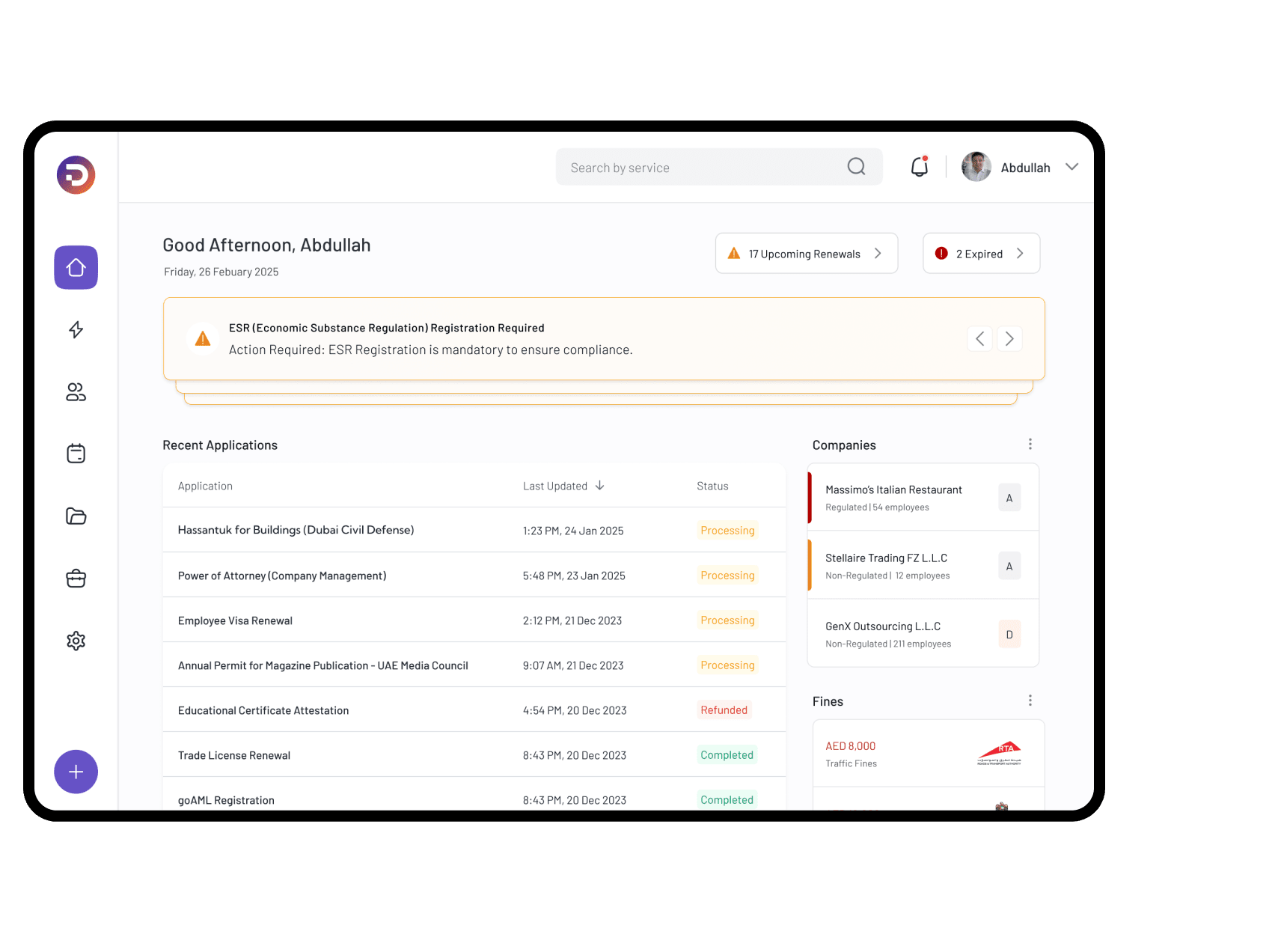 DocuBay dashboard showcasing streamlined business management features.