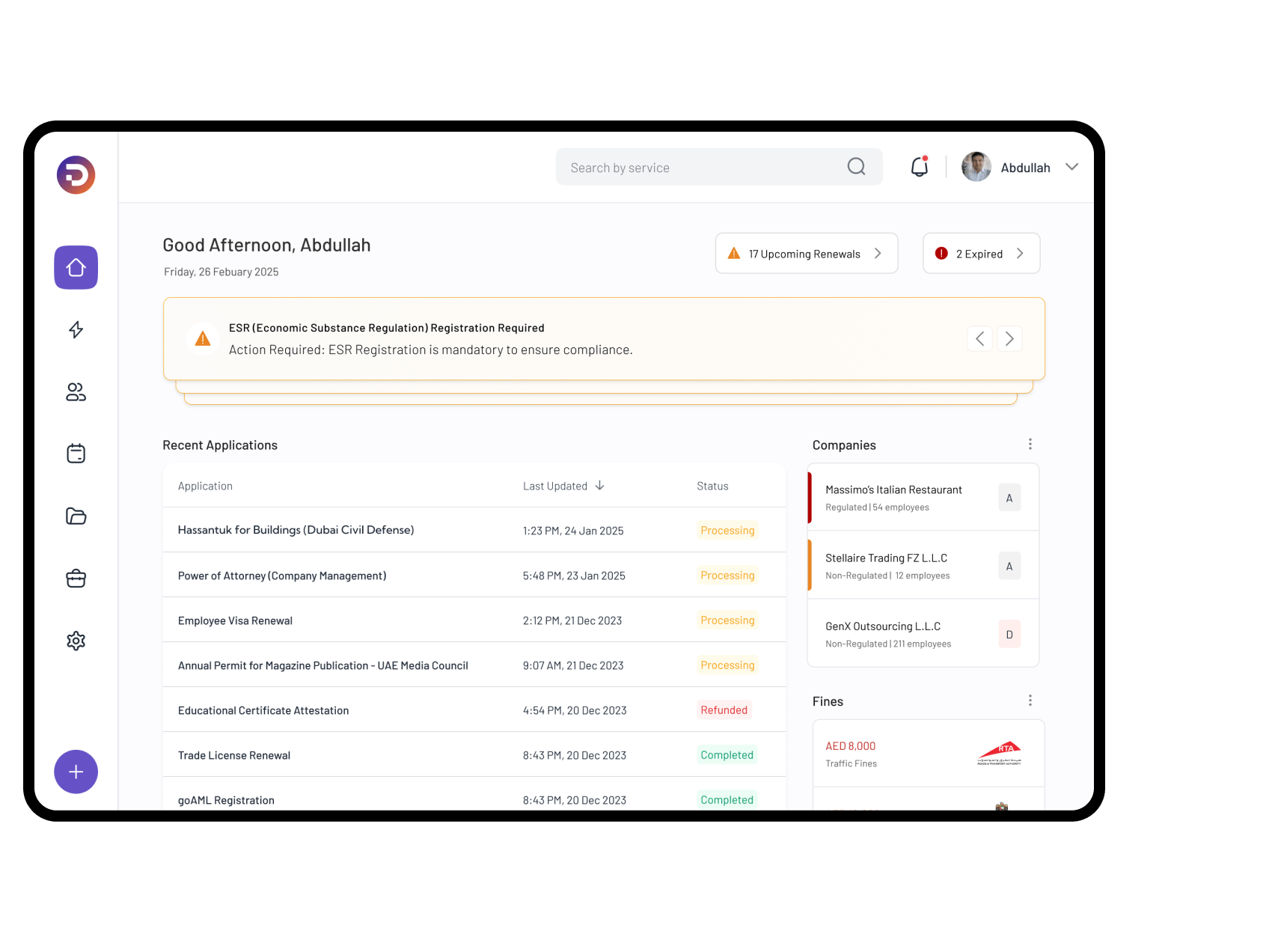DocuBay dashboard showcasing streamlined business management features.