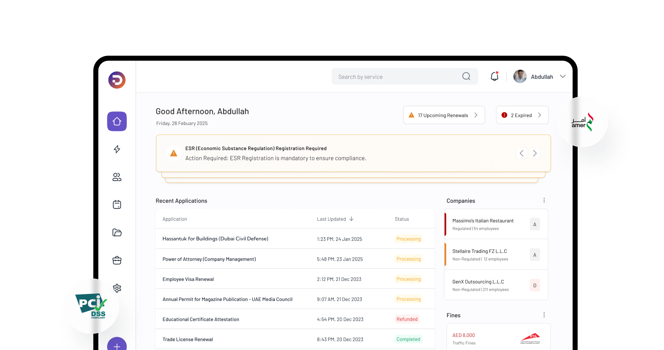 Illustration of DocuBay's unified platform for business and legal services in the UAE.